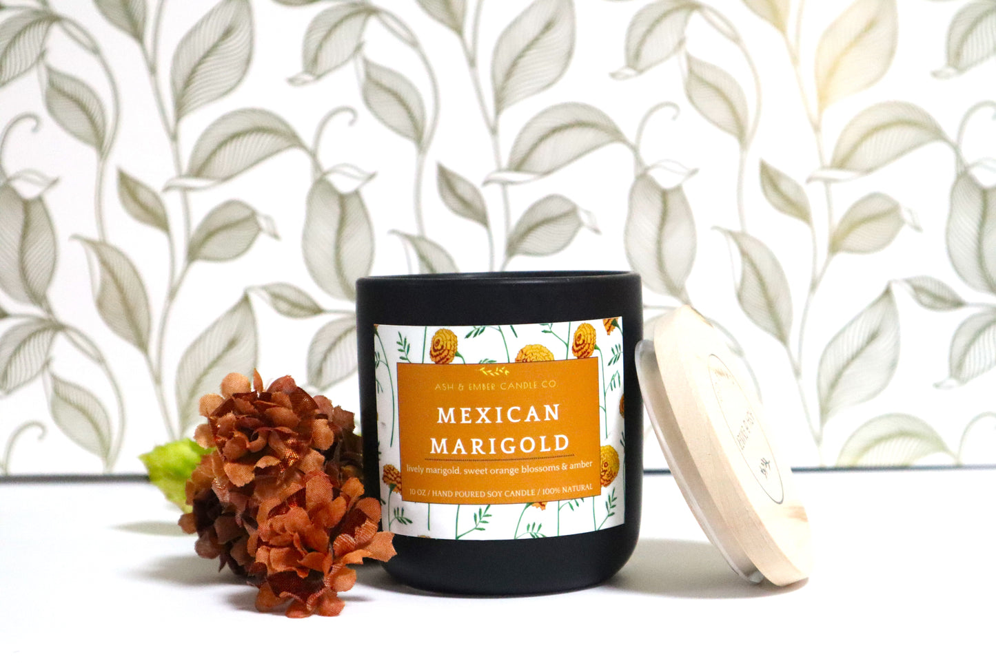 Mexican Marigold Ceramic Candle