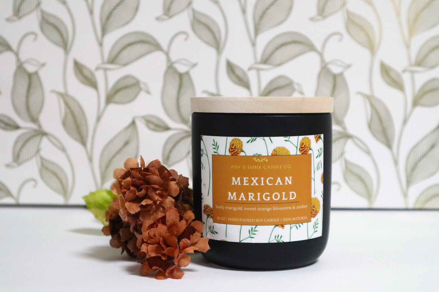 Mexican Marigold Ceramic Candle