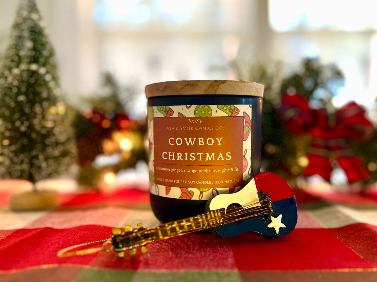 Cowboy Christmas Ceramic Candle