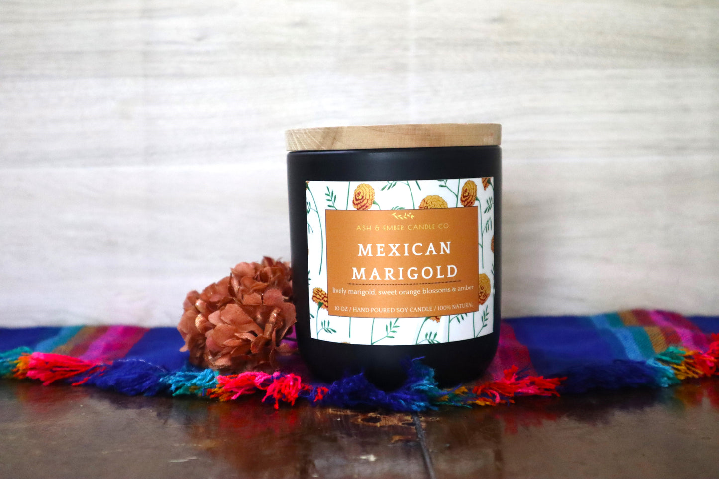Mexican Marigold Ceramic Candle