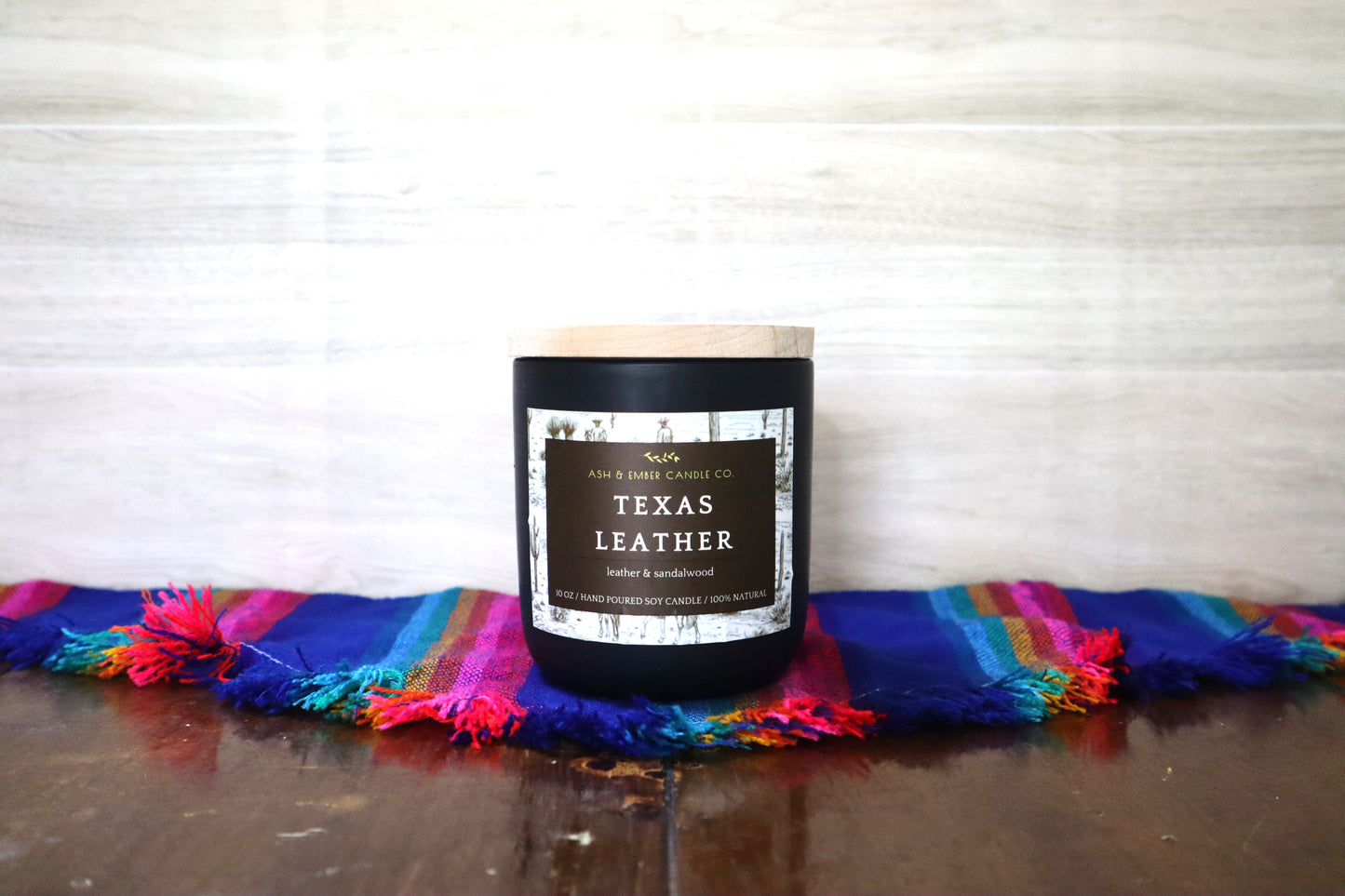 Texas Leather Ceramic Candle